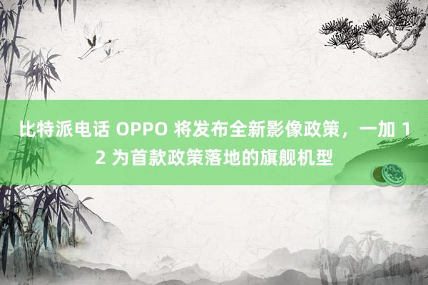比特派电话 OPPO 将发布全新影像政策，一加 12 为首款政策落地的旗舰机型