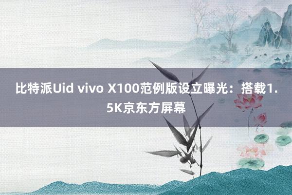 比特派Uid vivo X100范例版设立曝光：搭载1.5K京东方屏幕