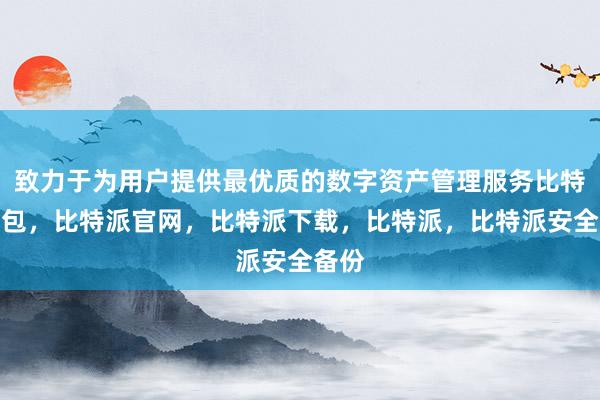 致力于为用户提供最优质的数字资产管理服务比特派钱包，比特派官网，比特派下载，比特派，比特派安全备份