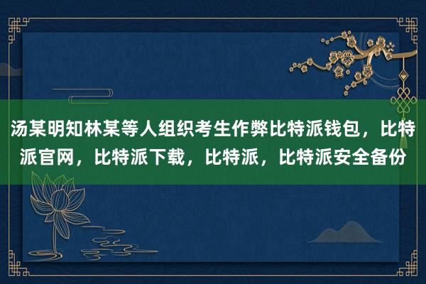 汤某明知林某等人组织考生作弊比特派钱包，比特派官网，比特派下载，比特派，比特派安全备份