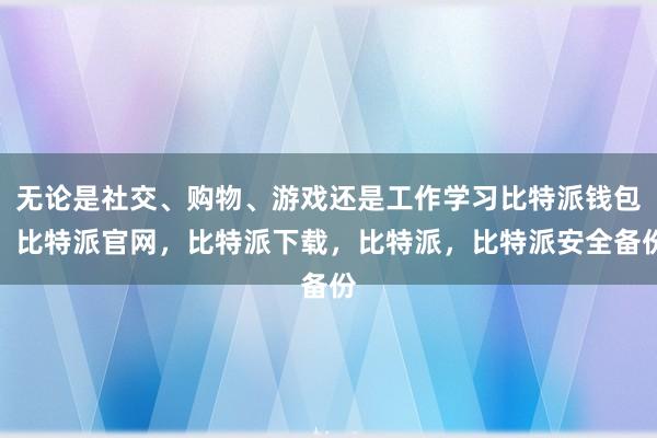 无论是社交、购物、游戏还是工作学习比特派钱包，比特派官网，比特派下载，比特派，比特派安全备份