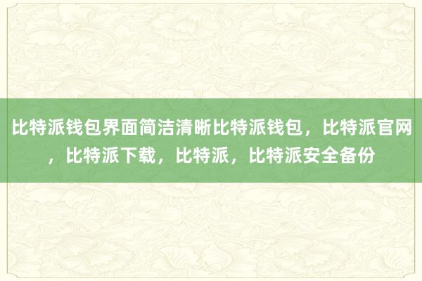 比特派钱包界面简洁清晰比特派钱包，比特派官网，比特派下载，比特派，比特派安全备份